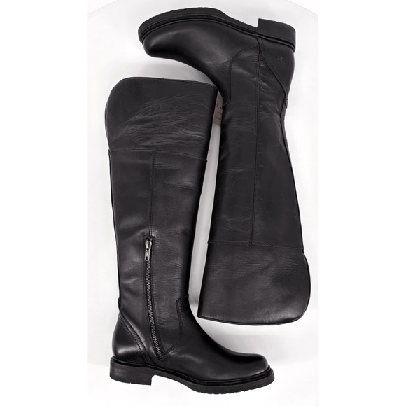 FRYE | NEW! Veronica Shearling Tall Leather Riding Boot in Black | Sz 6.5 - Picture 7 of 16